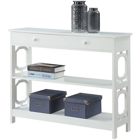 Convenience Concepts Omega Console Table in White Wood Finish